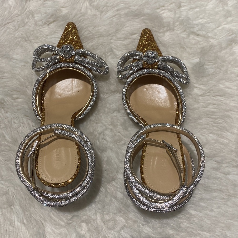 New Mach & Mach Double Bow Crystal embellished‎ glitter pump size 38.5EU - Picture 7 of 15